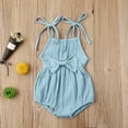 thumbnail image 2 of Binwwede Baby Girls Summer Bodysuit, Solid-Color Tied Spaghetti Strap Sleeveless Romper with Waist Bowknot for Toddlers, 2 of 9