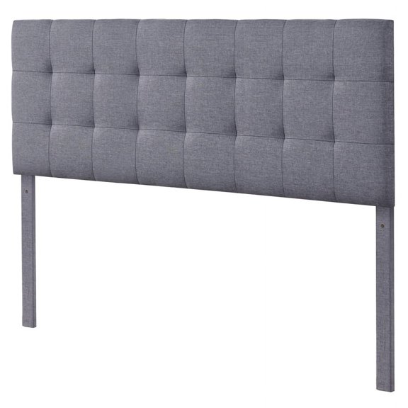 Grid Tufted Modern Upholstered Queen Headboard in Charcoal Gray