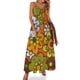 thumbnail image 1 of Vestido de lujo sin mangas con diseño floral retro de mediados de siglo en verde aguacate, marrón dorado y naranja, 1 of 7
