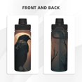 thumbnail image 3 of Cuervo místico y botella de agua deportiva completa con aislamiento de acero inoxidable, taza portátil, botella de agua para exteriores, moda, viajes, fitness, estudiante, talla única., 3 of 7