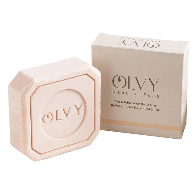 Olvy Original Jabón en barra de aceite de oliva 3.5 oz Hidratante para pieles secas y sensibles Vegano Natural Inspirado en el jabón tradicional palestino (aceite de oliva y vainilla de tabaco)