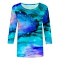 thumbnail image 4 of JURANMO Womens 3/4 Mid-Length Sleeve Shirt 2024 Trendy Marble Print Tee Shirts Summer Trendy 3/4 Length Sleeve Print Top, 4 of 5