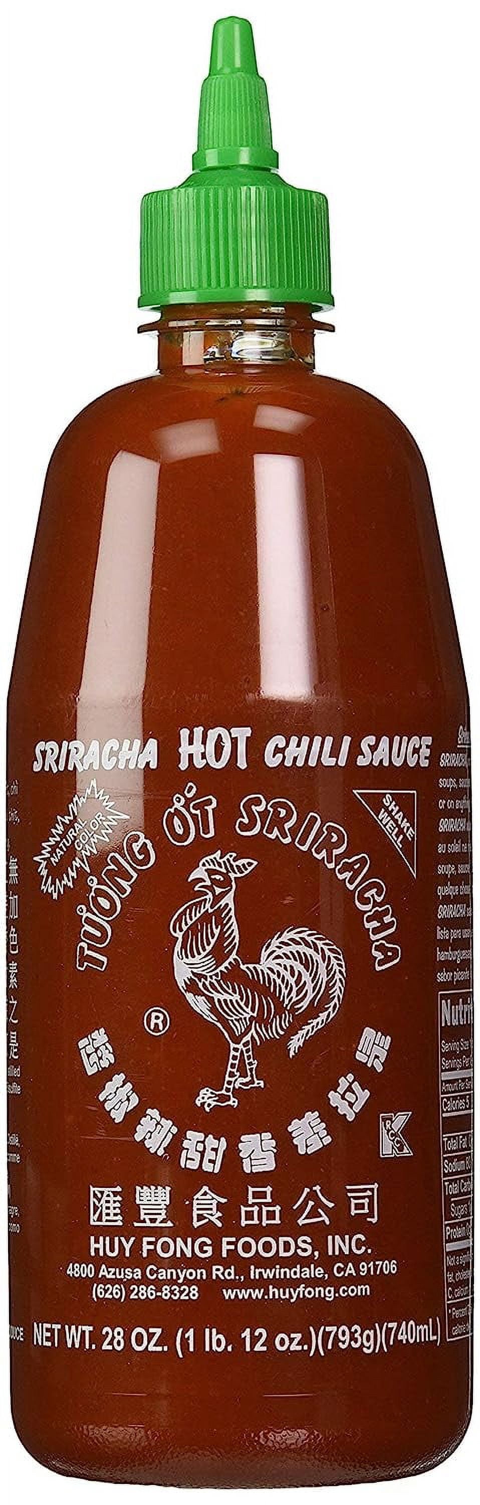 NineChef Bundle - Huy Fong Sriracha Hot Chili Sauce 28-Ounce Bottles (Pack of 3) + 1 NineChef Brand Spoon