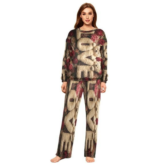 YAZAOO Women Slim Pajamas Loose Style Female Fashion Romantic Teddies Pattern Sleepwear