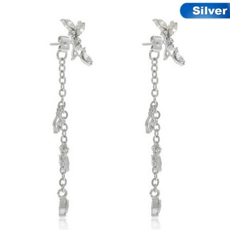 TURNTABLE LAB Popular Femal Silver Plated Tassel Leaves Earrings Costume Jewellery Chic Pretty