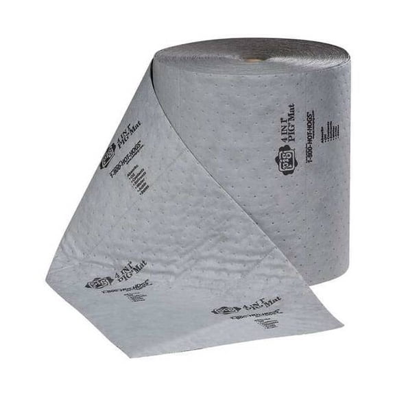 Pig Sorbent Roll, 17 gal, 16 in x 150 ft, Universal, Gray, Polypropylene MAT235