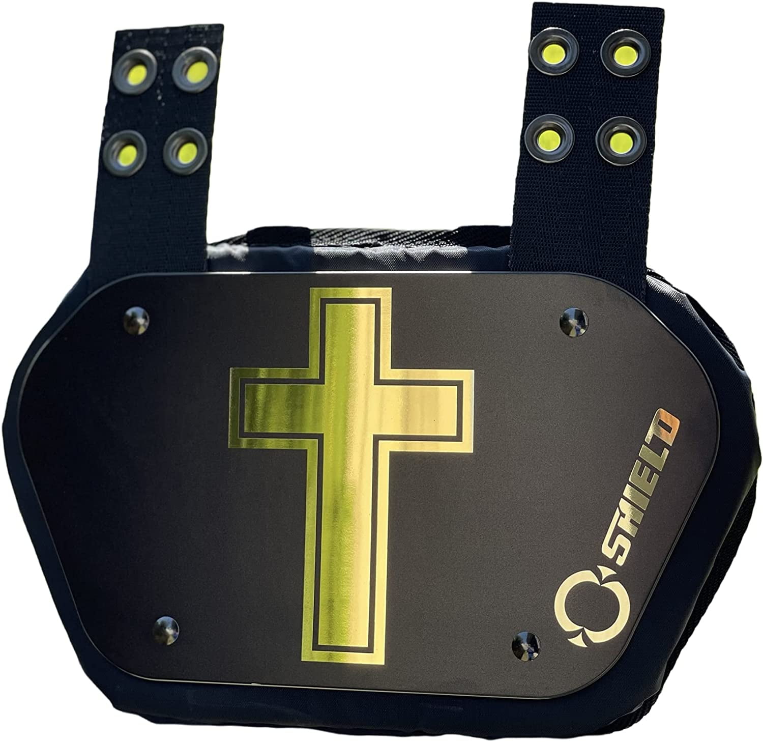 O Shield Golden Cross Chrome Football Back Plate, Adult Fit