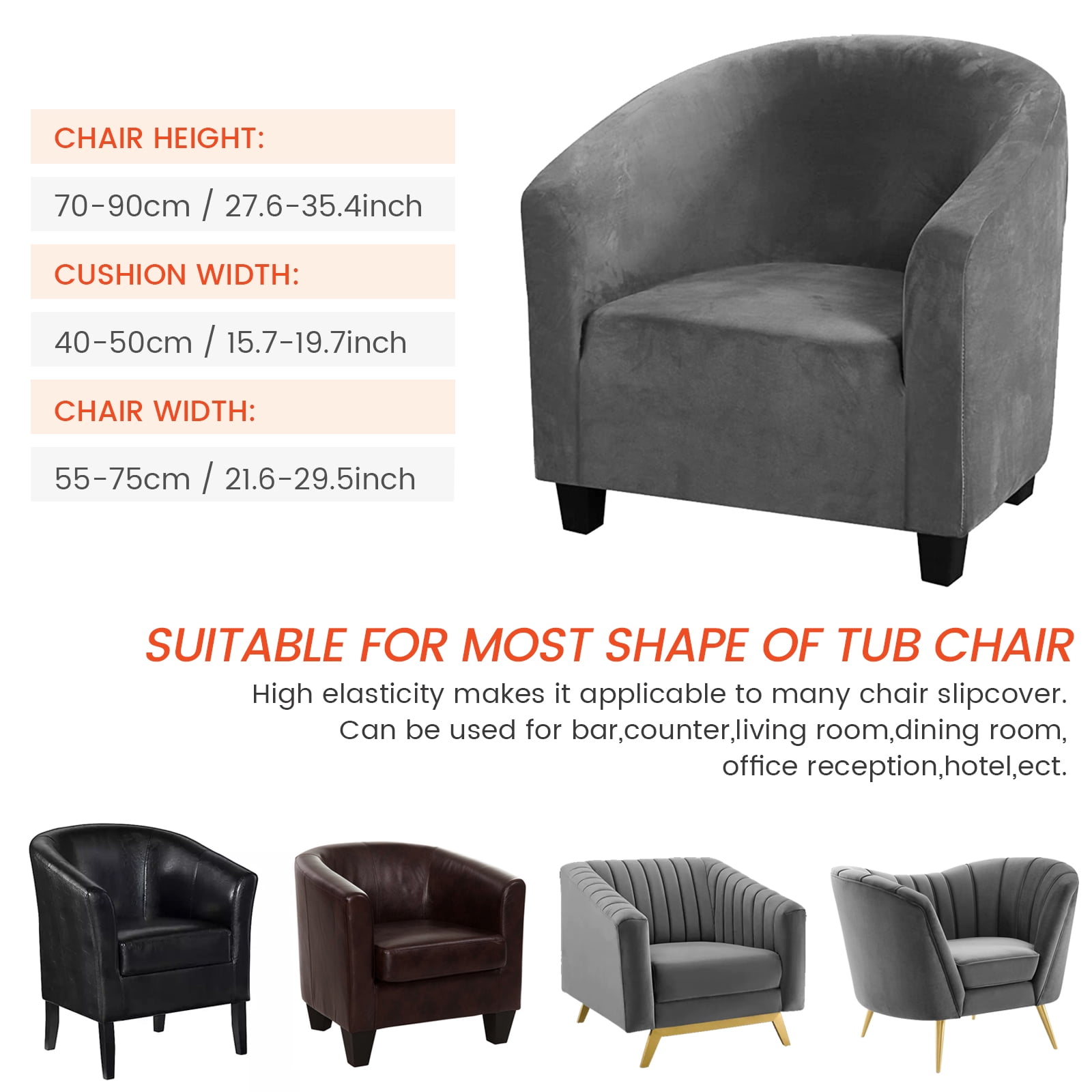 CJC Stretch Velvet Sofa Cover Club Chair Slipcover Plush Chair Covers, Spandex Elastic Armchair Couch Cover Sofa Furniture Protector for Bar Counter Living Room Internet Cafes Hotel