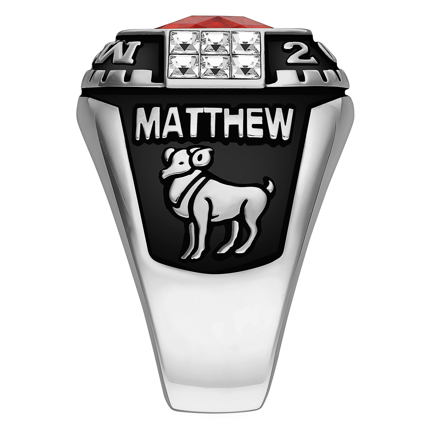 Order Now for 2025 Graduation, Freestyle Men's Silver Cushion Birthstone & CZ Class Ring, Personalized, High School or College Graduation