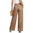 thumbnail image 4 of Resicozy Womens Cotton Linen Pants 2026 Casual Button Up High Waisted Wide Leg Straight Leg Trousers with Pocket Camel 2XL, 4 of 4