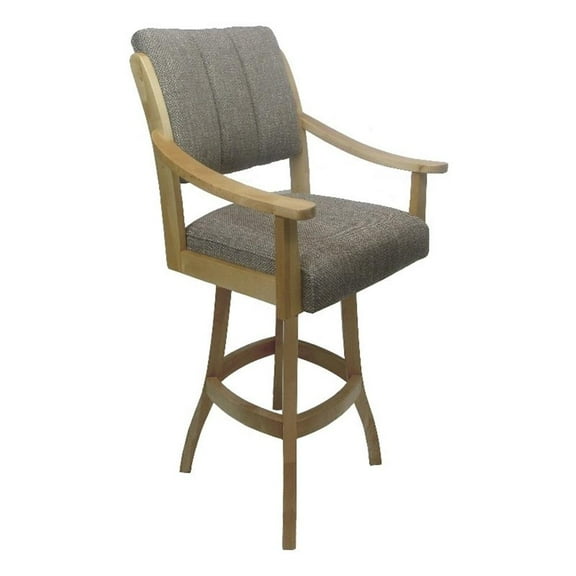 Tobias Designs Casa Extra Tall 34" Solid Wood & Fabric Bar Stool in Brown