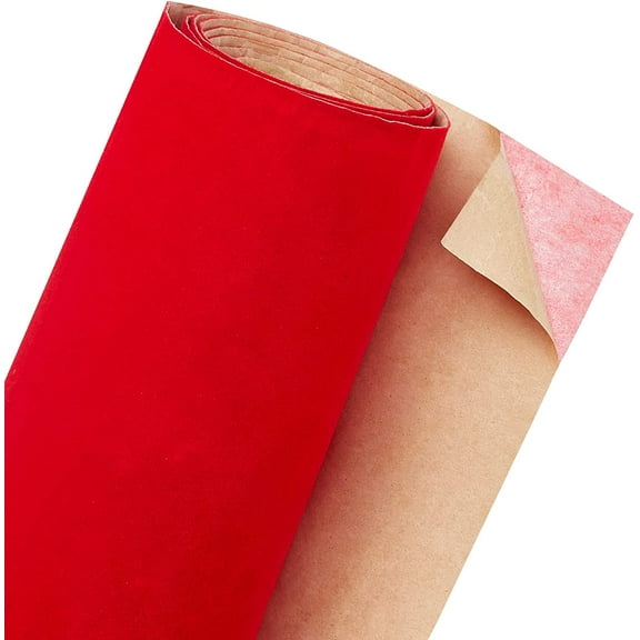 Self Adhesive Velvet Flocking Fabric for Jewelry Drawer Craft Fabric Peel Stick Red 40x0.06cm