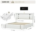 thumbnail image 7 of Homfa Queen Bed Frame with LED Headboard & Charge Station & 2 Storage Drawers, PU Leather Upholstery Adjustable Platform Bed Frame, White, 7 of 7
