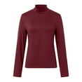 thumbnail image 3 of Women T Shirt High Neck Slim Fit Long Sleeve Polyester Spandex Home Shopping Wear, 3 of 4