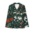 thumbnail image 3 of Viikei Travel-Friendly Sleepwear Set Wrinkle-Resistant Lounge,Women Casual Loose Fashion Christmas Printed Long Pants Long Sleeve Turndown Collar Pajamas Suit Set Army Green XL, 3 of 4