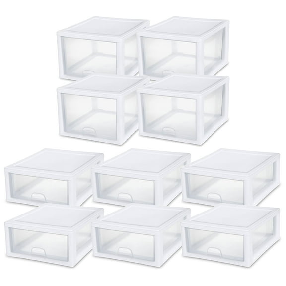 Sterilite 27 Qt (4 Pk) & 16 Qt (6 Pk) Stackable Plastic Storage Drawer Bins