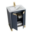 thumbnail image 4 of Fine Fixtures Opulence Collection 24 in. W x 18 in. D x 33 in. H Bathroom Vanity in Navy Blue with White Ceramic Sink - Satin Brass hardware, 4 of 9