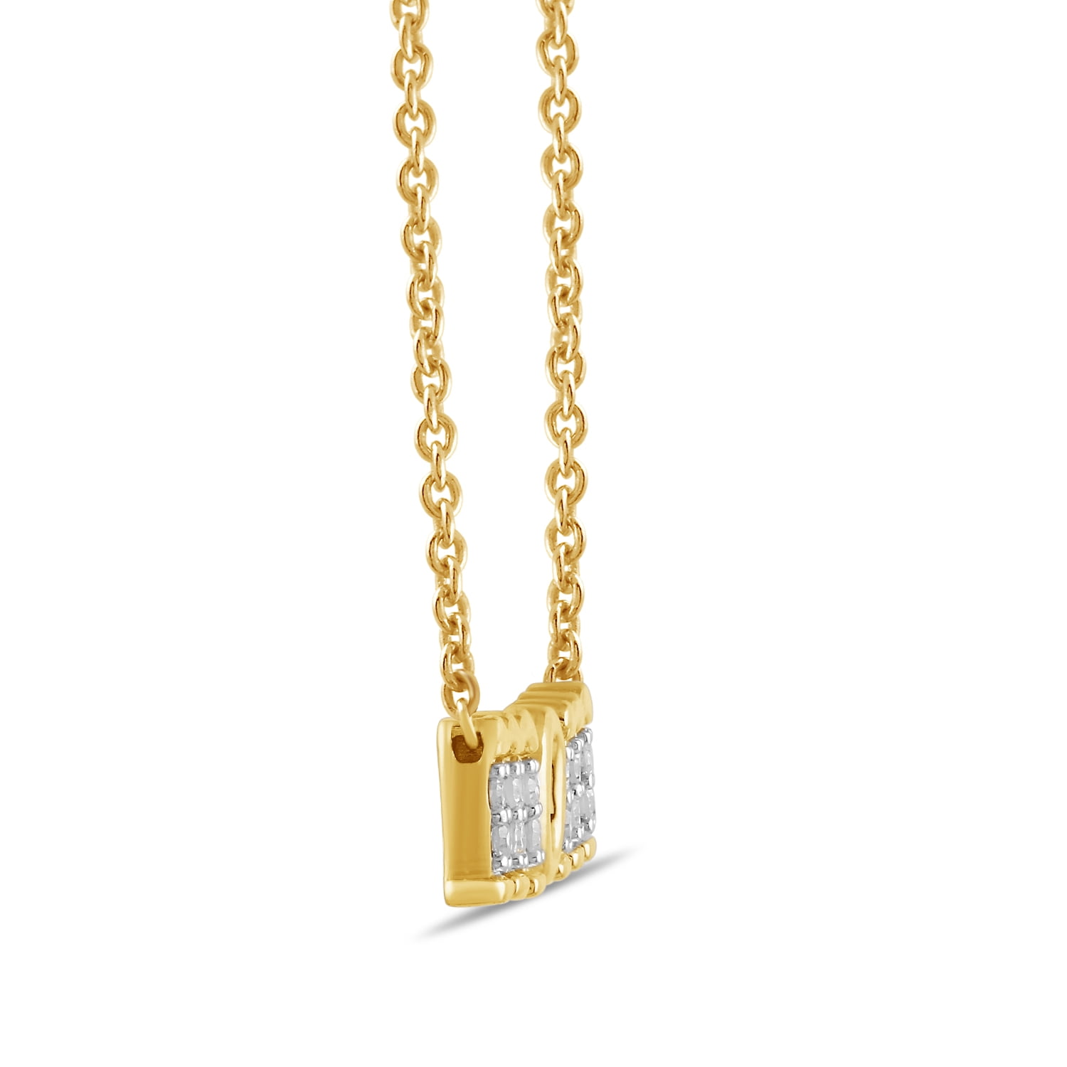 Brilliance Fine Jewelry Lab-Grown Diamond "Mom" Pendant Necklace in Yellow Gold-Plated Silver