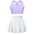 thumbnail image 6 of iiniim Girls Tennis Golf Sports Outfit Sleeveless U Neck Tank Top with Pleated Skort Skirt Set Tracksuit Size 4-14 Lavender&White 6, 6 of 7