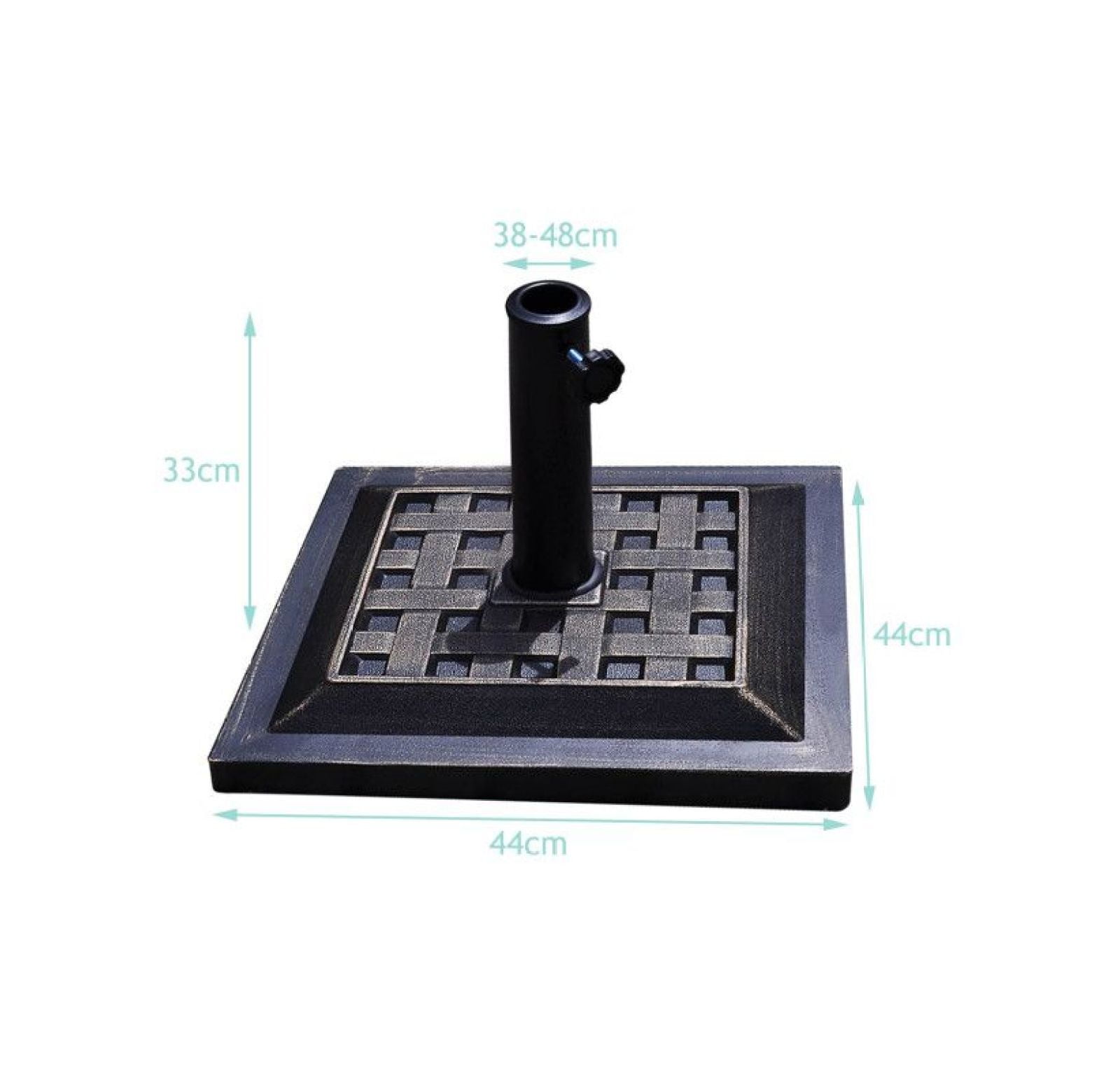 17.5" Heavy Duty Square Umbrella Base - 30lbs Outdoor Stand - Bronze Patio Umbrella Holder - Adjustable Pole - Rust Resistant