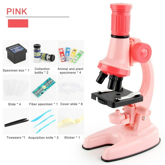Staron Early Childhood Education Biological Science Microscope Toy 100X 600X 1200X for Kids Experimental Learning Pink
