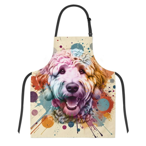 Goldendoodle Portrait Watercolor Vintage Retro Styles Apron Doodle Dog Lover Gifts Idea for Cooking Grilling Baking Painting Gardening - 00001