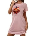 thumbnail image 2 of Pyjamas d'Halloween pour Femmes, Grande Taille, Robe de Nuit Courte avec Imprimé Poitrine et Col Rond, Tissu Polyester Doux pour un Sommeil Confortable Ou Tenue Décontractée, 2 of 3