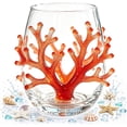 thumbnail image 2 of Orange Coral Stemless Wine Glass, Marine Sculpture Tumbler, Coastal Style Drinkware, for Home Bar Summer Beverage Decor, 2 of 5