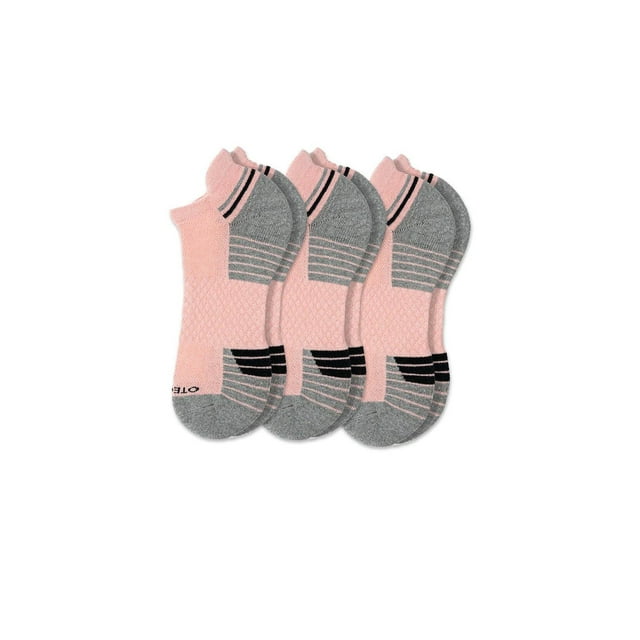 OTECKA Unisex Basic Performance Ankle Socks with Moisture-Wicking - Cushion Comfort Ankle Socks, Pink - 3 Packs, Large-X-Large