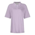 thumbnail image 4 of vigerkar Womens Polo Shirt Short Sleeve V Neck Lightweight Moisture Wicking Sports Tops Business Casual Button Collared Shirts Light Purple, M, 4 of 5