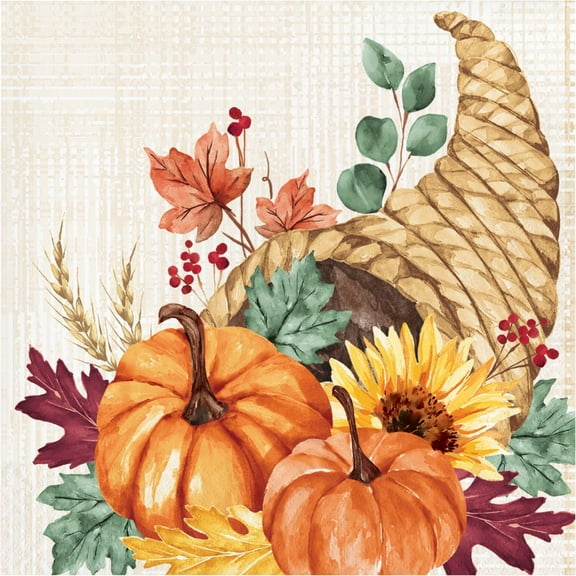 Fall Feast Cornucopia Paper Lunch Napkins 16 Per Pack