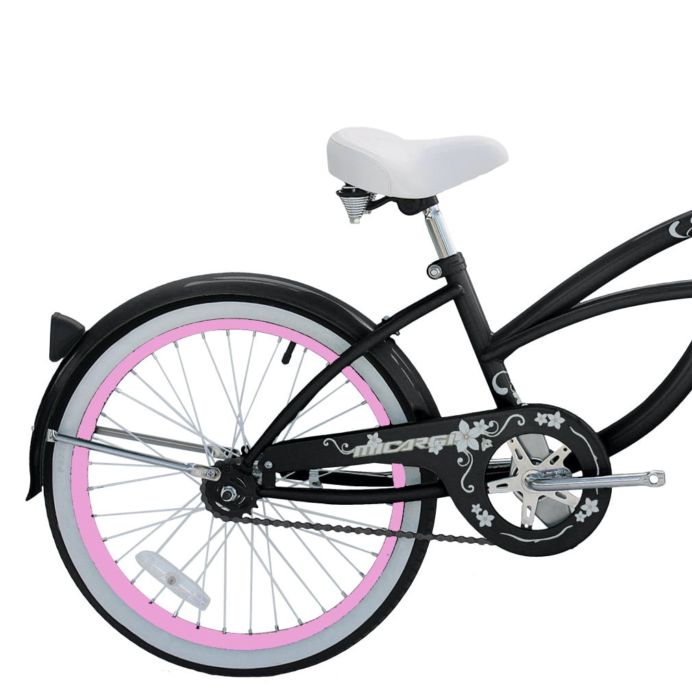 WonderWheels 20 In. Beach Cruiser Coaster Brake Single Speed Bicycle, Bike, Stainless Steel Spokes One Piece Crank Alloy Rims 36 H - Black