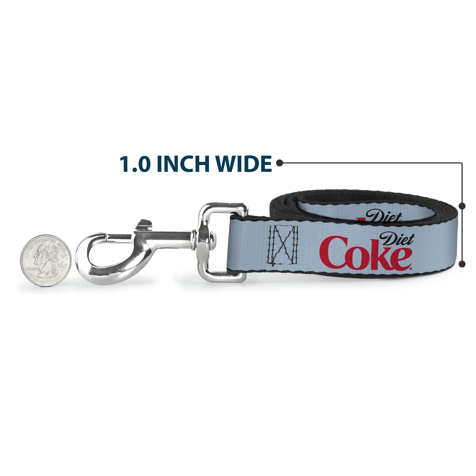 The Coca-Cola Company Pet Leash, Dog Leash, Diet Coke Logo Light Gray Black Red, 6 Feet Long 1.0 Inch Wide