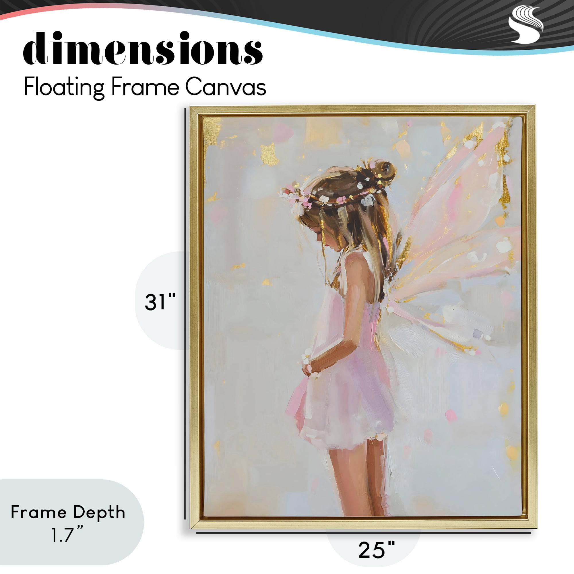 Stupell Industries Youthful Fairy Girl Gold Framed Floater Canvas Wall Art, design by The Prints Vibe