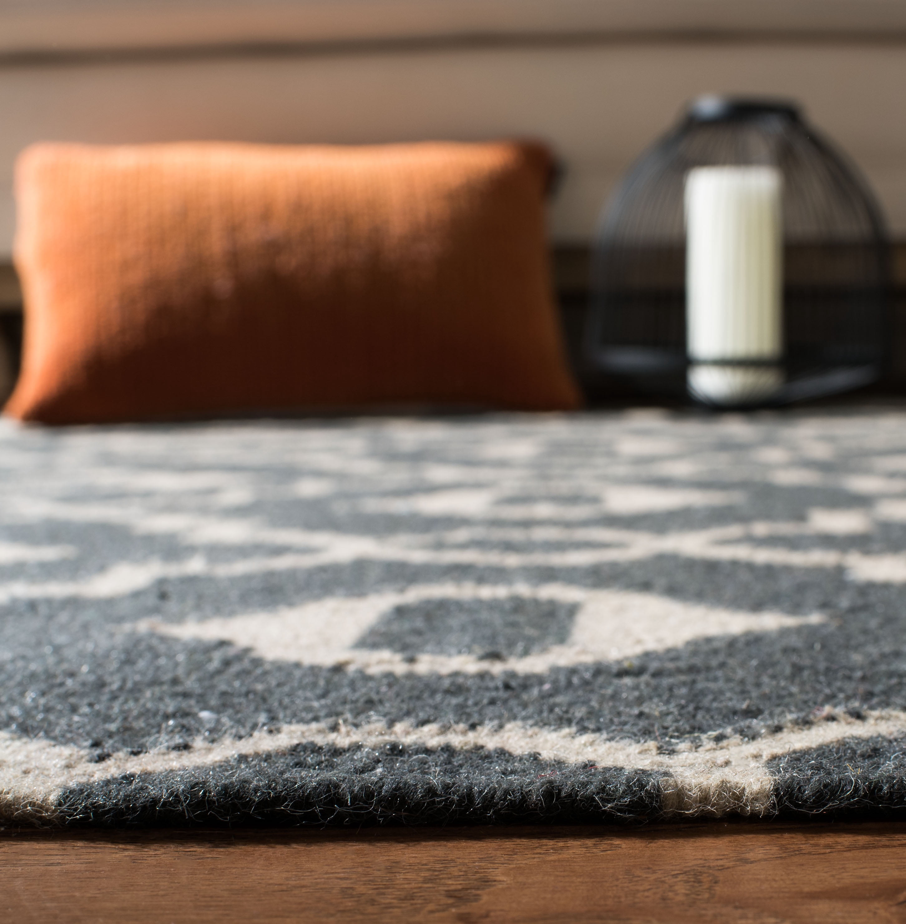 Safavieh Dhurries Guliana Geometric Wool Area Rug, Charcoal/Ivory, 6' x 6' Square