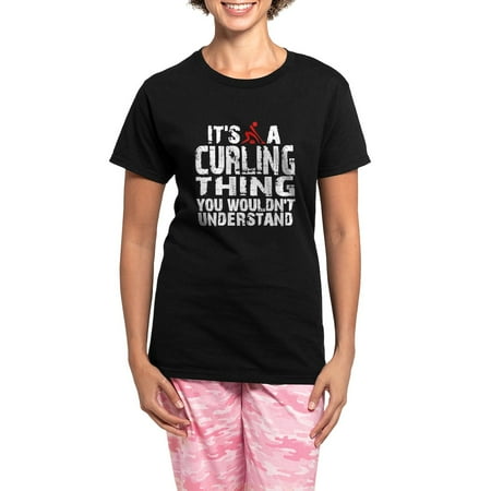 CafePress - Curling Thing Women s Dark Pajamas - Women s Short Sleeve Print T-Shirt and Pants Dark Cotton Pajama Set