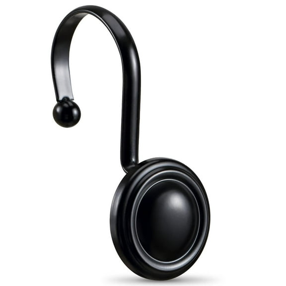 Bronze Shower Curtain Hooks Rings,Oil Rubbed Decorative Shower Curtain Hooks,Rustproof Vintage Shower Hooks for Bathroom,Set of 12 (Oil-Rubbed Bronze)