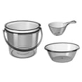 thumbnail image 3 of Cubo de almacenamiento de agua shamjiam uso doméstico con asa cubos de pesca lavandería baño Gris Con Funda, 3 of 8