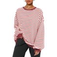 thumbnail image 1 of SUNSIOM Sweat-Shirt Rayé pour Femmes Contraste Couleur Manches Longues Col Rond Pull Décontracté Surdimensionné, 1 of 6