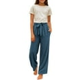 thumbnail image 2 of RMGVDSD Girl's Palazzo Pants Girls Casual Pants Elastic Waist Flowy Wide Leg Beach Trousers Long Pants With Drawstring Pockets Comfortable Everyday Wear 10-11 Years, 2 of 8
