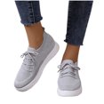 thumbnail image 4 of Black and Friday Deals 2023 Clearance under $5 JINMGG Sneakers for Women Plus Clearance Women Lace Up Sneakers Color Solid Color Shoes Plus Size Fashion Sports Casual Shoes Gray 35, 4 of 4