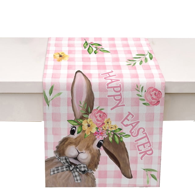 asddcavvf Easter Egg Bunny Table Runner Kitchen Table Decoration Table Cloth Pad Coffee Table Cloth Holiday Banquet Living Room Table Cloth (10)