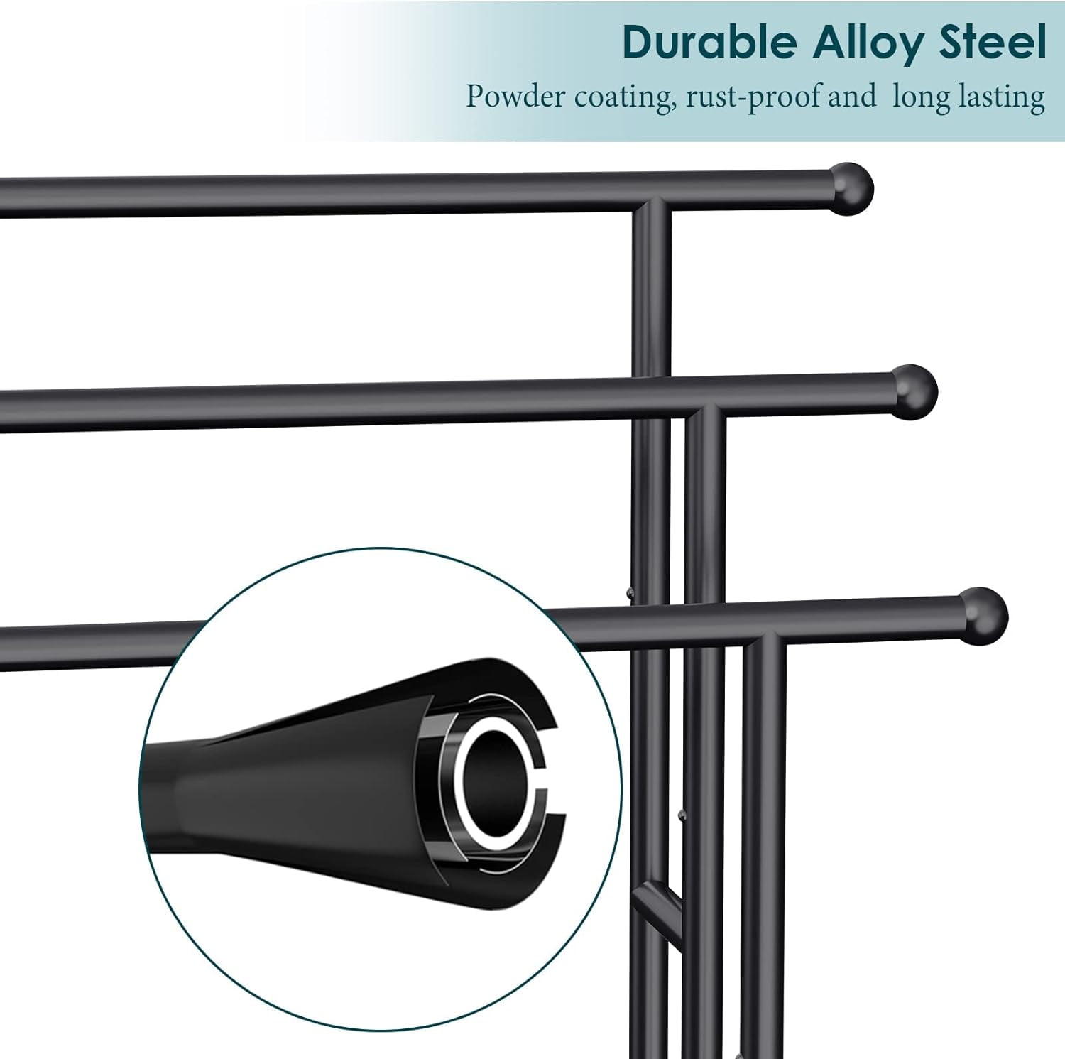 Kayfia 40" H Free Standing Towel Rack, 3 Tier Alloy Steel Towel Rack Stand with Basket