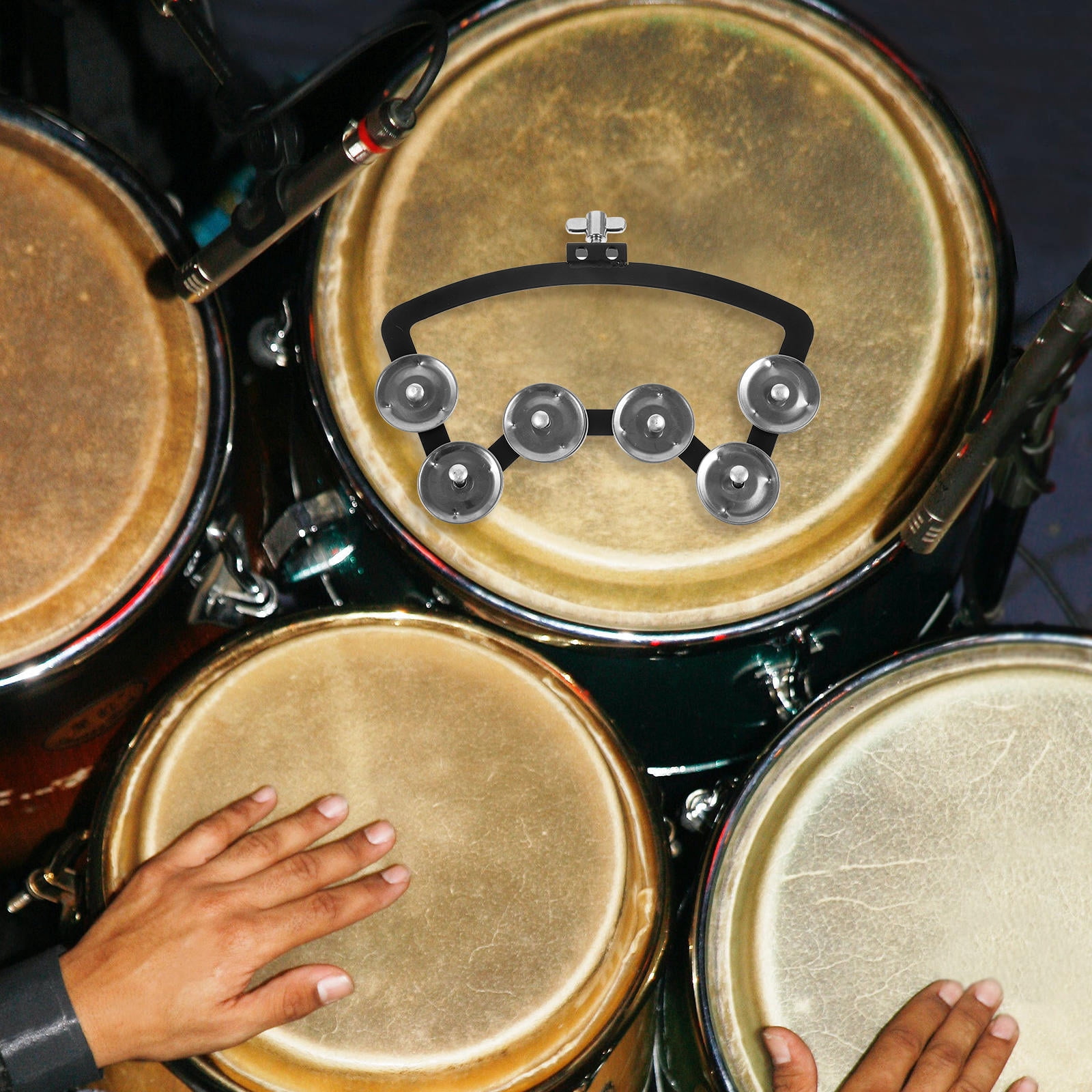 WHAMVOX 1Pack Mountable on Drums Tambourine Percussion Bright Sound for Musicians with ABS Material