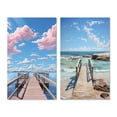 thumbnail image 2 of Designart "Coastal Tranquility Pier and Dock Views V" Coastal Pier Wall Art Set Of 2 - Pink Beach Wall Decor Set Of 2, 2 of 7