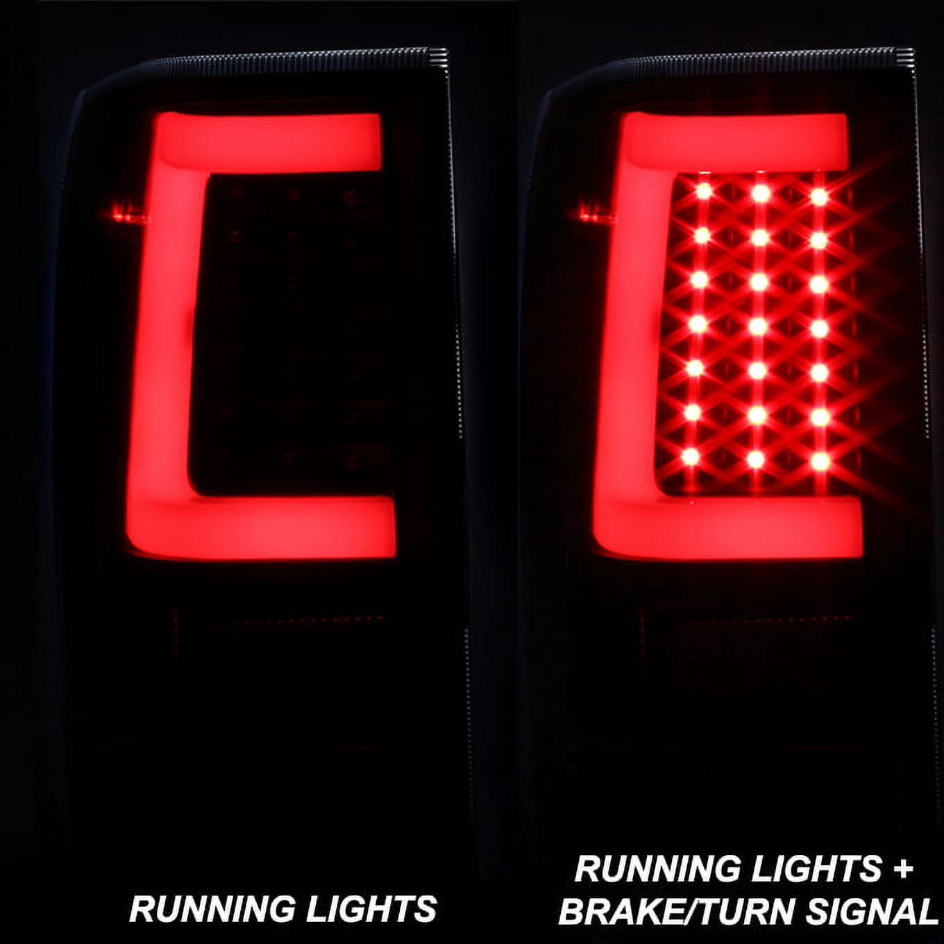 AKKON - For 2004-2015 Nissan Titan Pickup Black Bezel C-Shape LED Tube Tail Brake Light Lamp Assembly