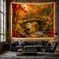 thumbnail image 6 of Rustic Wooden Bridge Over Stream in Autumn Forest, Serene Rustic Wall Art for Nature Lovers, Scenic Nature Decor, Thanksgiving Hostess Gift Tapestry Wall Hanging for Living Room and Bedroom, 6 of 7