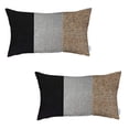 thumbnail image 2 of Bohemian Set of 2 Handmade Decorative Throw Pillow Solid Jacquard 12" x 20" Black & Gray & Brown Lumbar for Couch, Bedding, 2 of 6