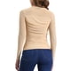 thumbnail image 3 of INSPIRAR CHIC Top de Malla para Mujer de Manga Larga Sólido con Cuello Alto Panel Transparente y Fruncido L Melocotones, 3 of 6