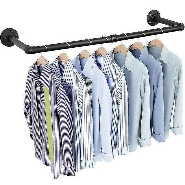 Industrial Pipe Clothing Rack, Heavy Duty Detachable Wall Mounted Clothes Rack
